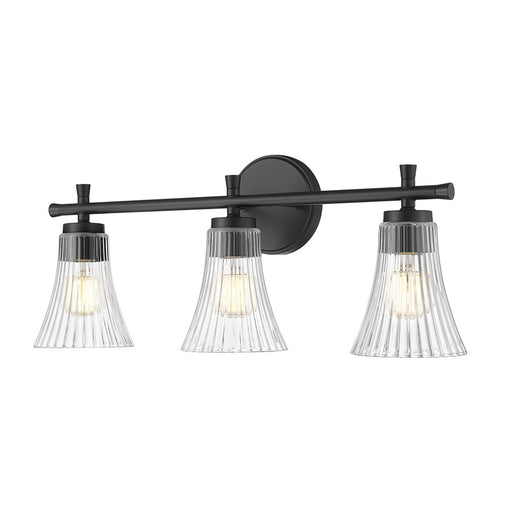 Z-Lite Belle 3 Light Vanity, Matte Black/Clear - 7519-3V-MB