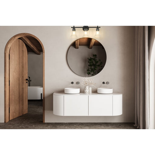 Z-Lite Belle 3 Light Vanity, Matte Black/Clear