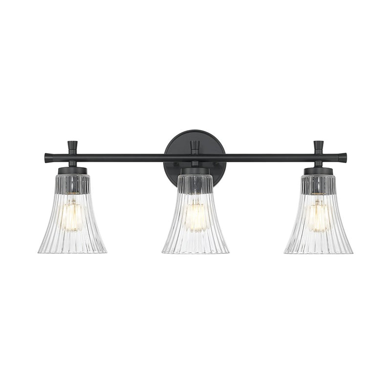 Z-Lite Belle 3 Light Vanity, Matte Black/Clear