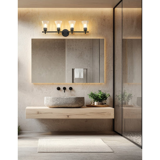 Z-Lite Belle 4 Light Vanity, Matte Black/Clear