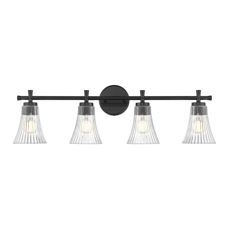 Z-Lite Belle 4 Light Vanity, Matte Black/Clear