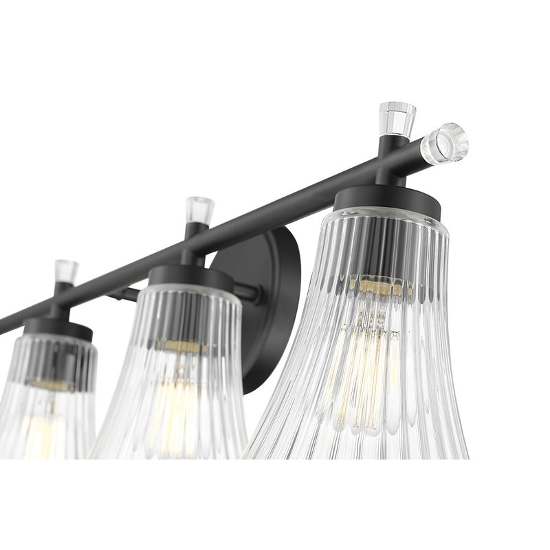 Z-Lite Belle 4 Light Vanity, Matte Black/Clear