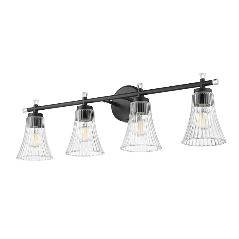 Z-Lite Belle 4 Light Vanity, Matte Black/Clear