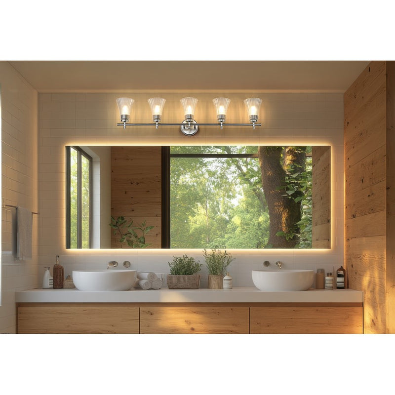 Z-Lite Belle 5 Light Vanity, Brushed Nickel/Clear