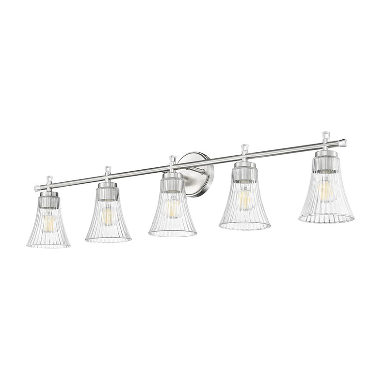 Z-Lite Belle 5 Light Vanity, Brushed Nickel/Clear