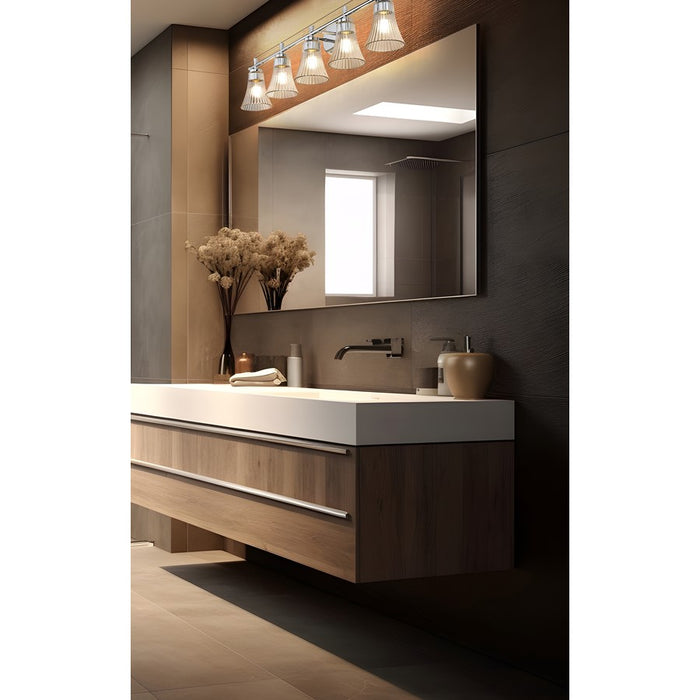 Z-Lite Belle 5 Light Vanity, Chrome/Clear