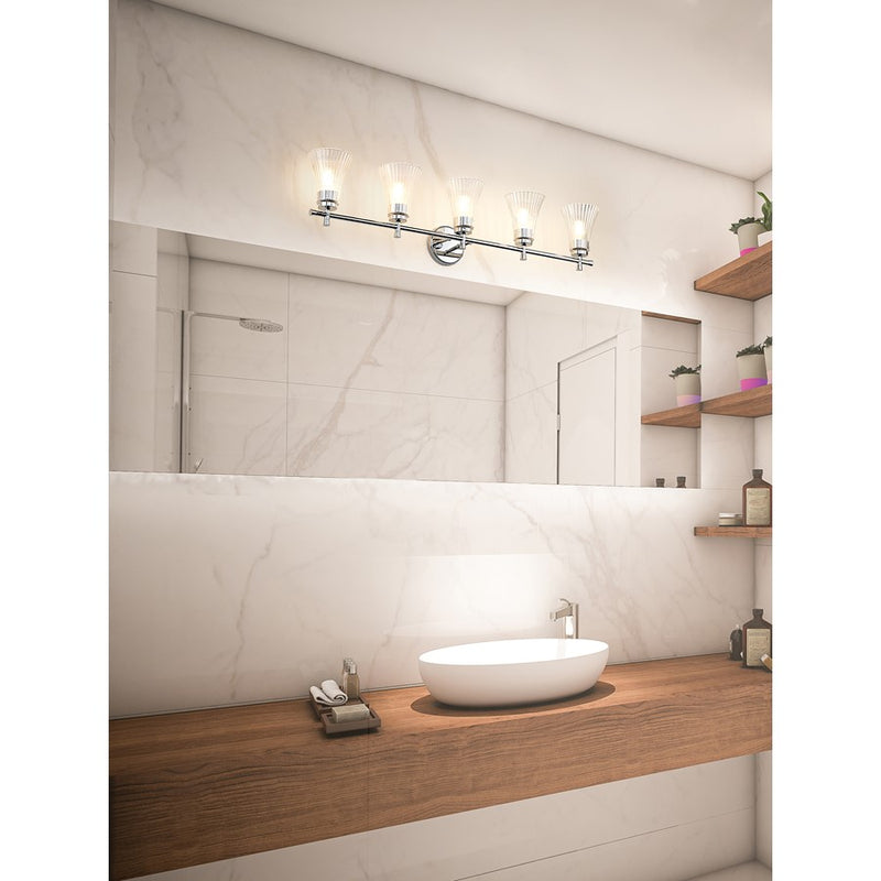 Z-Lite Belle 5 Light Vanity, Chrome/Clear