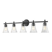 Z-Lite Belle 5 Light Vanity, Matte Black/Clear - 7519-5V-MB