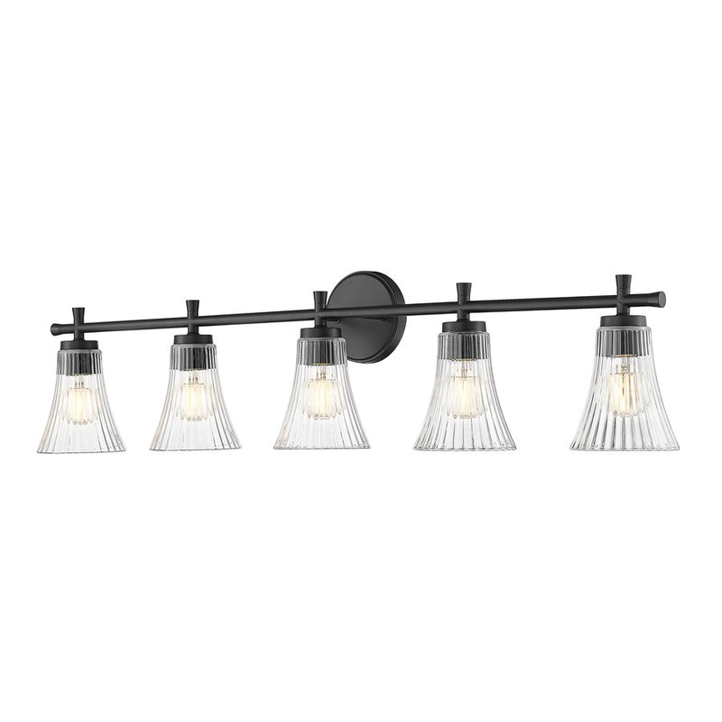 Z-Lite Belle 5 Light Vanity, Matte Black/Clear - 7519-5V-MB