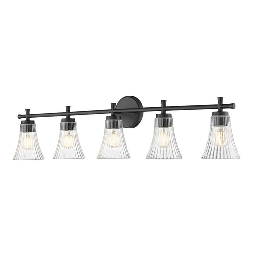 Z-Lite Belle 5 Light Vanity, Matte Black/Clear - 7519-5V-MB