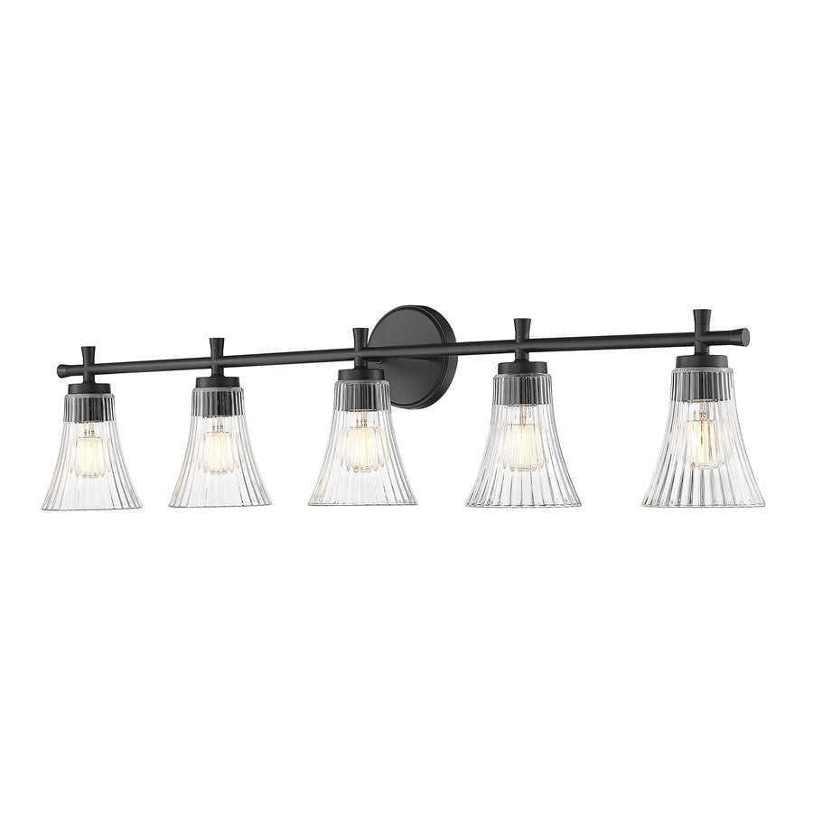 Z-Lite Belle 5 Light Vanity, Matte Black/Clear - 7519-5V-MB