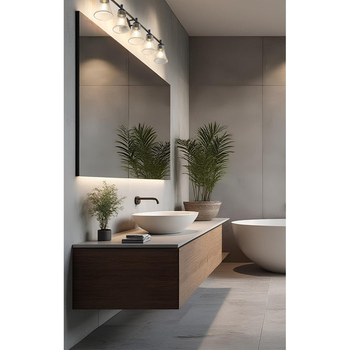 Z-Lite Belle 5 Light Vanity, Matte Black/Clear