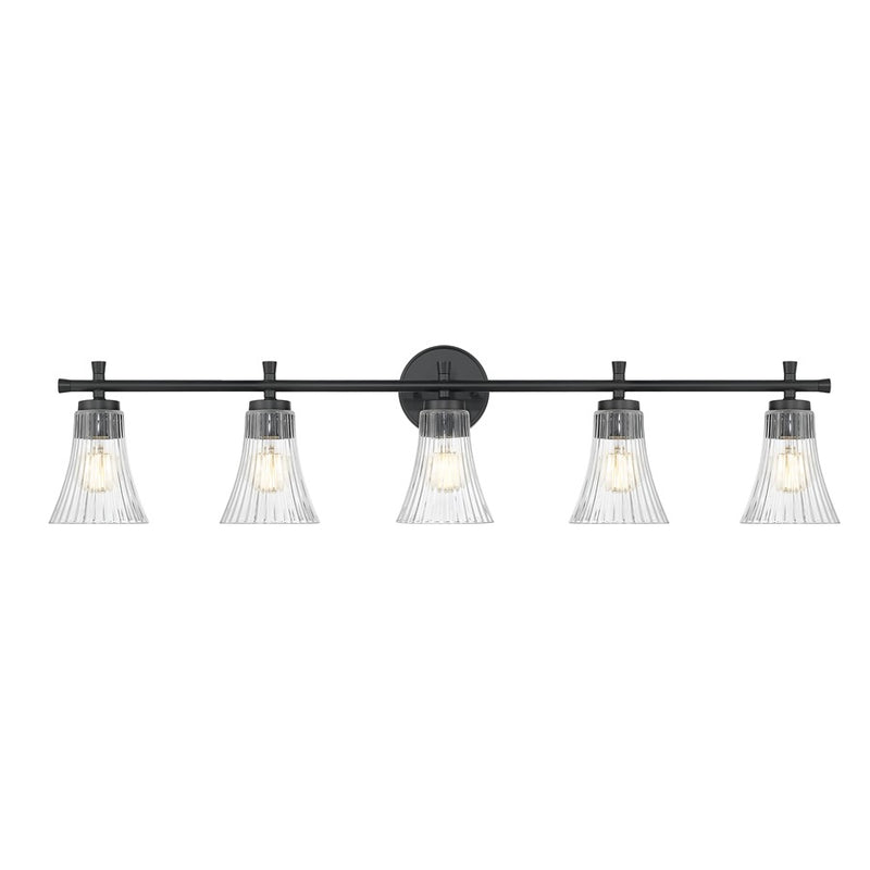 Z-Lite Belle 5 Light Vanity, Matte Black/Clear