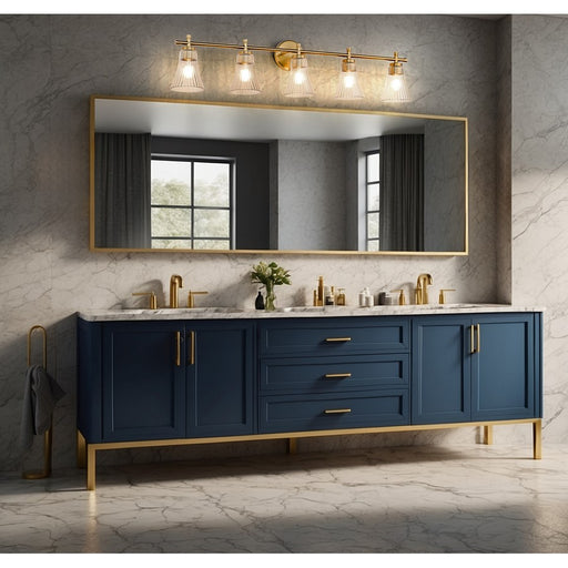 Z-Lite Belle 5 Light Vanity, Modern Gold/Clear