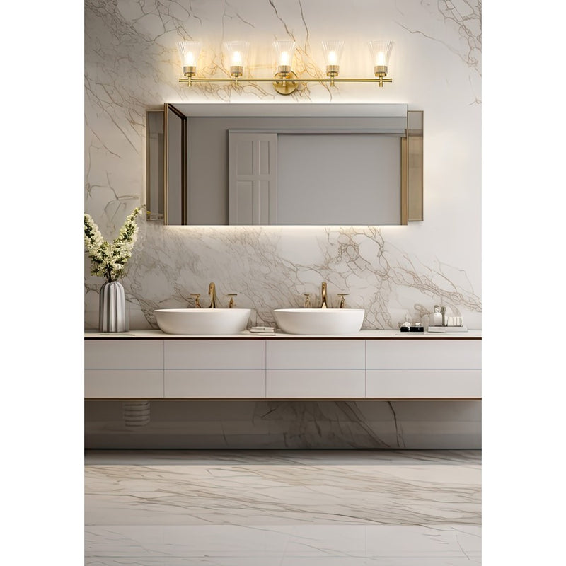 Z-Lite Belle 5 Light Vanity, Modern Gold/Clear