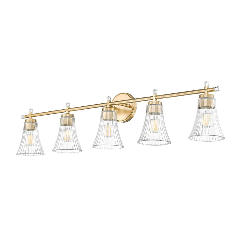 Z-Lite Belle 5 Light Vanity, Modern Gold/Clear