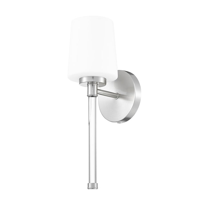 Z-Lite Henri 1 Light Wall Sconce, Brushed Nickel/White Opal