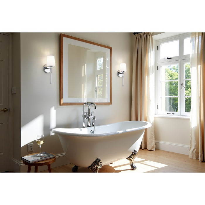 Z-Lite Henri 1 Light Wall Sconce, Chrome /White Opal