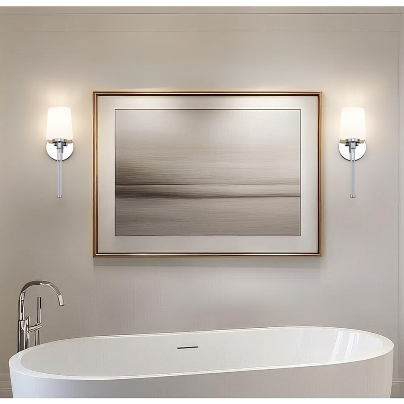 Z-Lite Henri 1 Light Wall Sconce, Chrome /White Opal