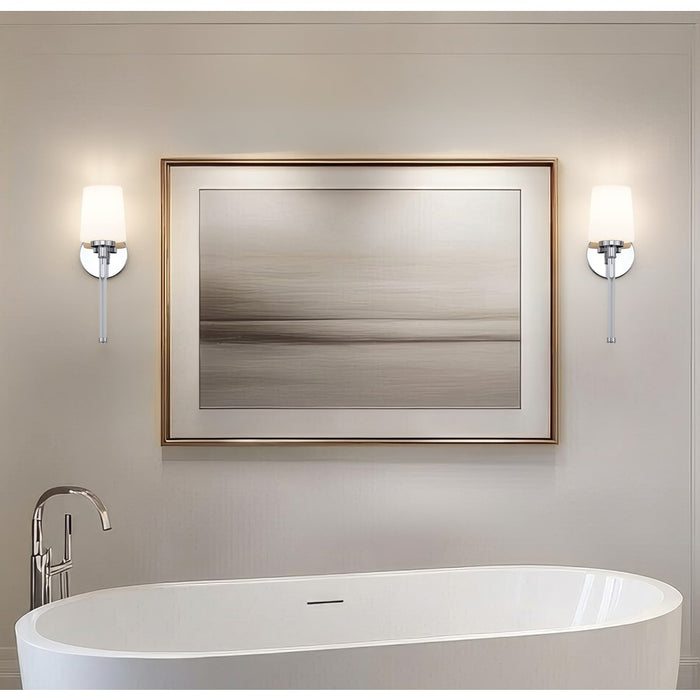 Z-Lite Henri 1 Light Wall Sconce, Chrome /White Opal