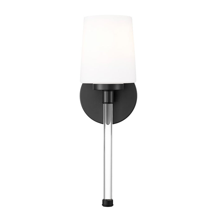 Z-Lite Henri 1 Light Wall Sconce, Matte Black/White Opal