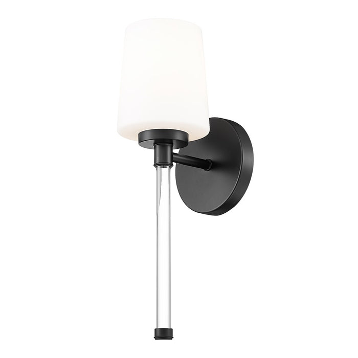 Z-Lite Henri 1 Light Wall Sconce, Matte Black/White Opal