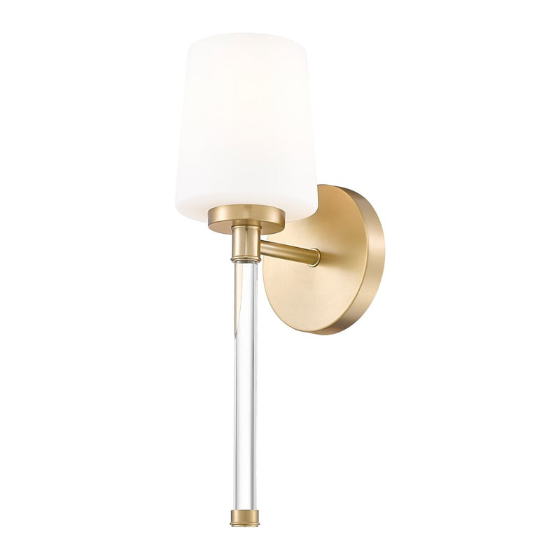 Z-Lite Henri 1 Light Wall Sconce, Modern Gold/White Opal