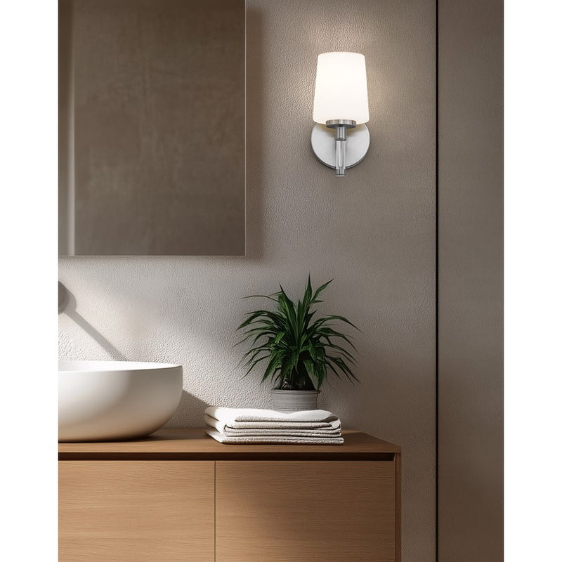Z-Lite Henri 1 Light Vanity, Brushed Nickel/White Opal