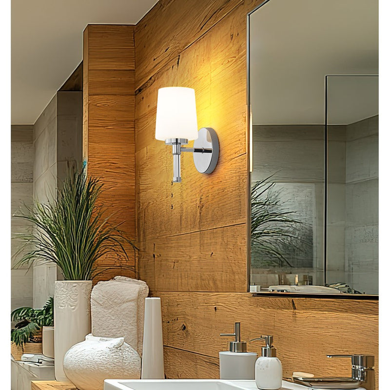 Z-Lite Henri 1 Light Vanity, Chrome /White Opal