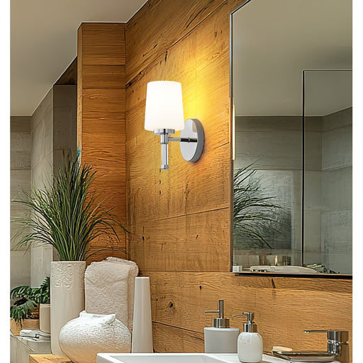 Z-Lite Henri 1 Light Vanity, Chrome /White Opal