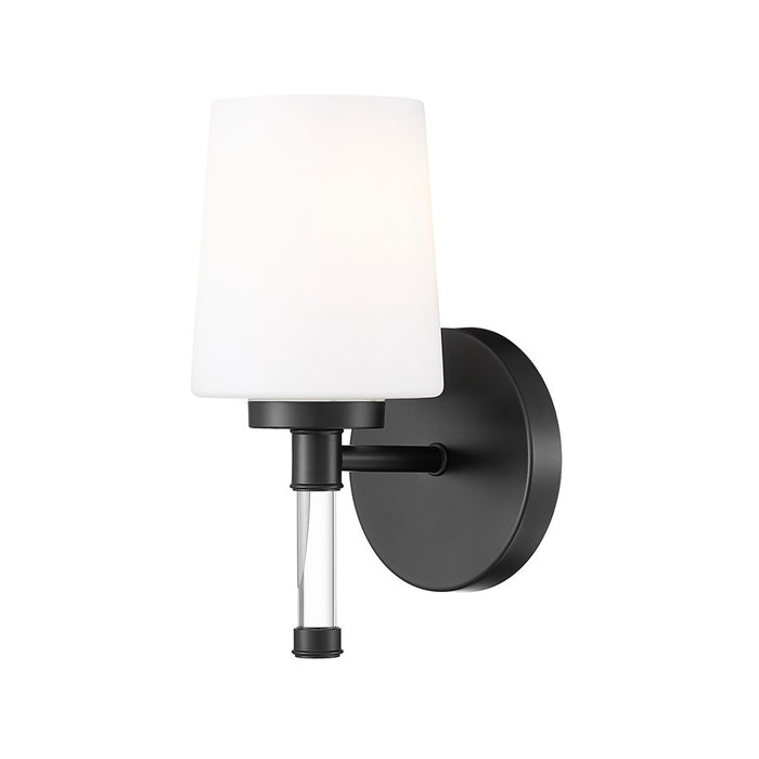 Z-Lite Henri 1 Light Vanity, Matte Black/White Opal - 7700-1V-MB