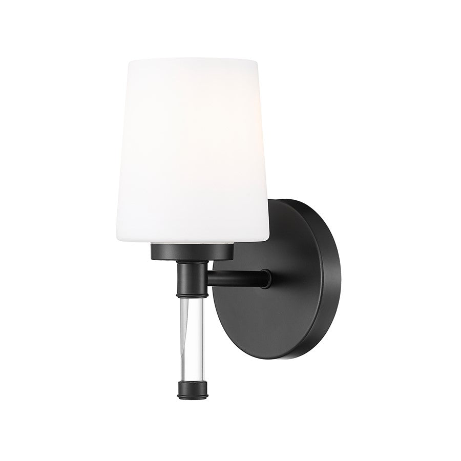 Z-Lite Henri 1 Light Vanity, Matte Black/White Opal - 7700-1V-MB