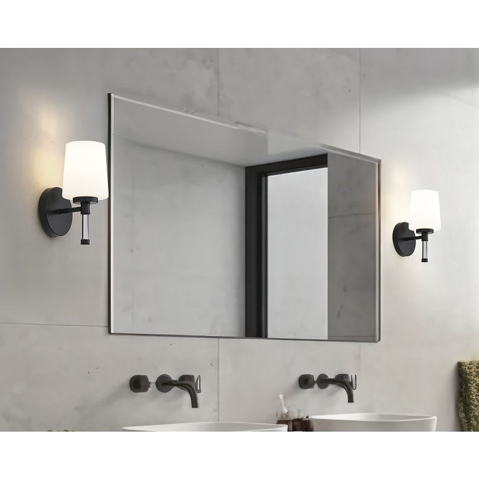 Z-Lite Henri 1 Light Vanity, Matte Black/White Opal