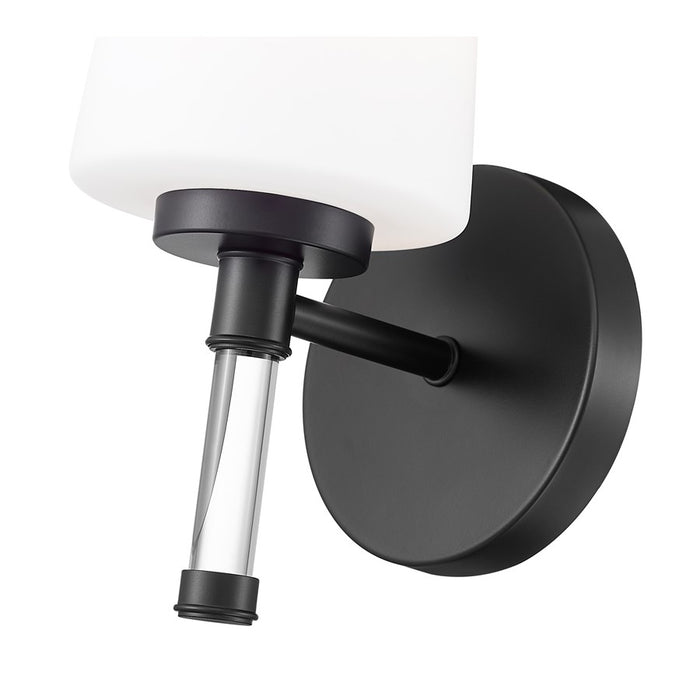Z-Lite Henri 1 Light Vanity, Matte Black/White Opal