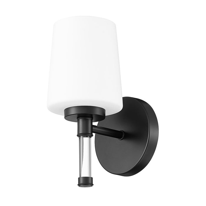 Z-Lite Henri 1 Light Vanity, Matte Black/White Opal