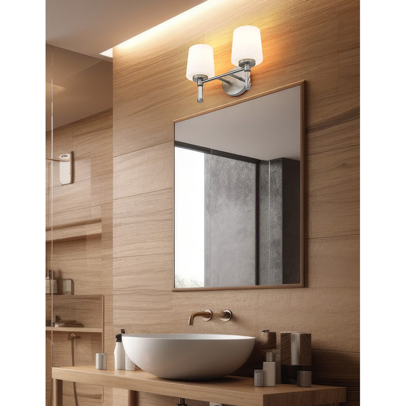 Z-Lite Henri 2 Light Vanity, Brushed Nickel/White Opal