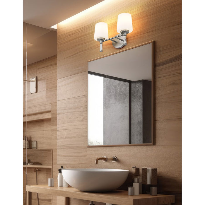Z-Lite Henri 2 Light Vanity, Brushed Nickel/White Opal