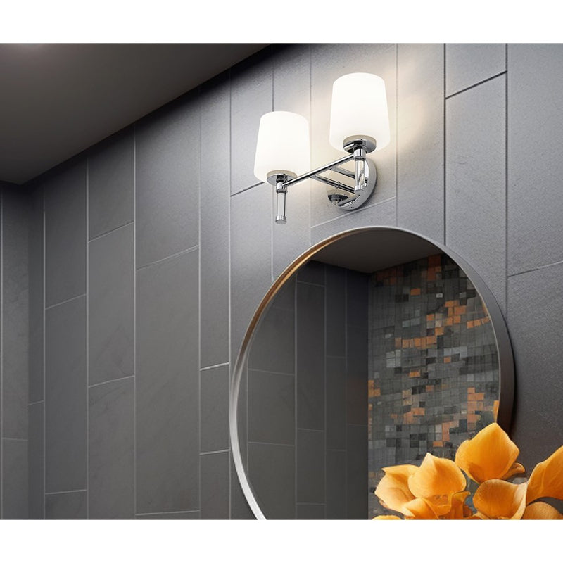 Z-Lite Henri 2 Light Vanity, Chrome /White Opal