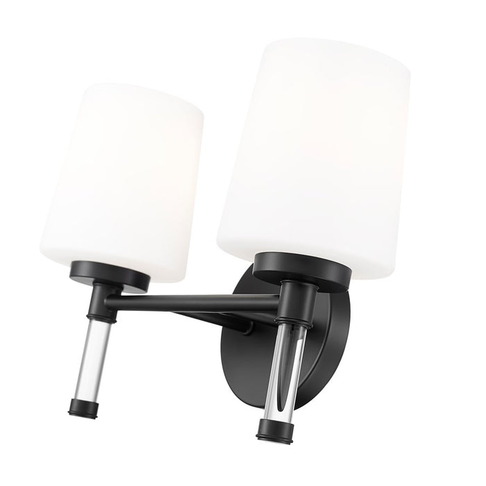 Z-Lite Henri 2 Light Vanity, Matte Black/White Opal