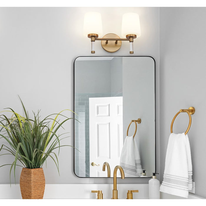 Z-Lite Henri 2 Light Vanity, Modern Gold/White Opal