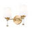 Z-Lite Henri 2 Light Vanity, Modern Gold/White Opal