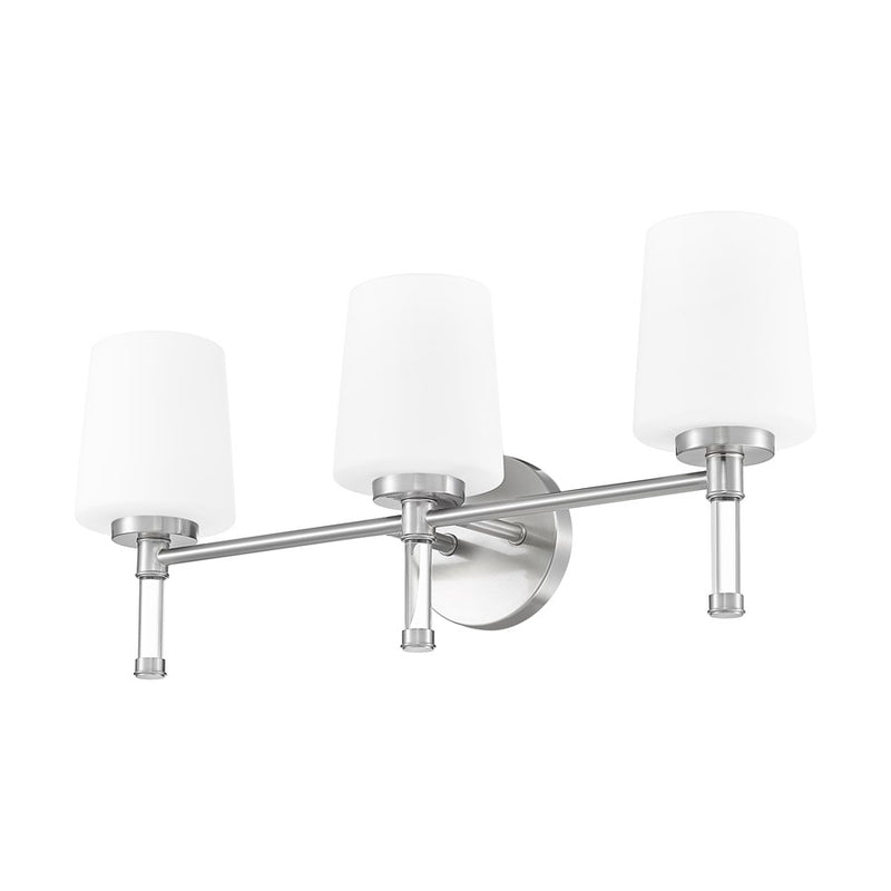 Z-Lite Henri 3 Light Vanity, Brushed Nickel/White Opal