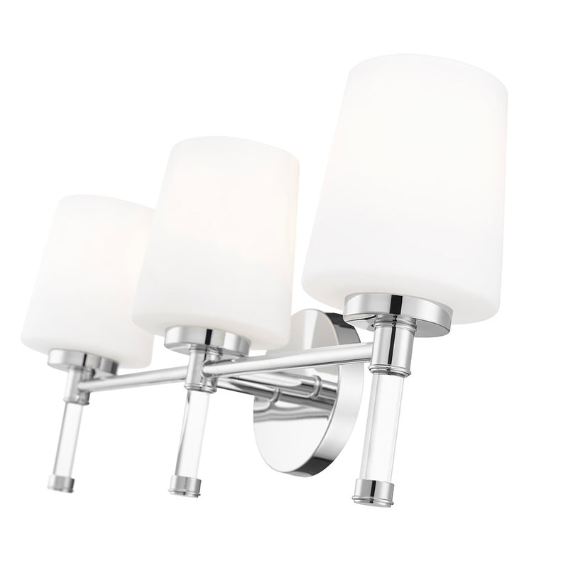 Z-Lite Henri 3 Light Vanity, Chrome /White Opal