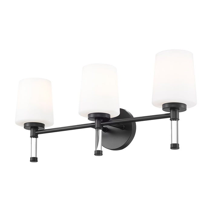 Z-Lite Henri 3 Light Vanity, Matte Black/White Opal