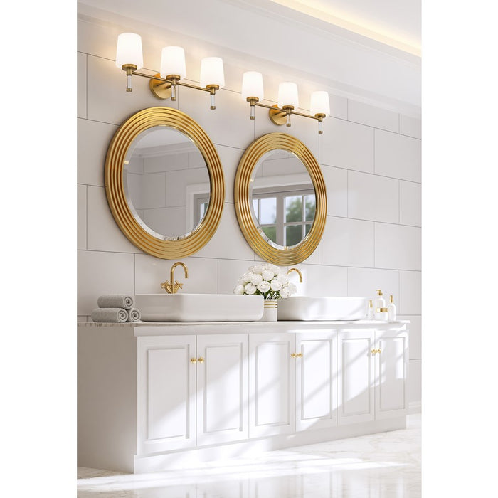 Z-Lite Henri 3 Light Vanity, Modern Gold/White Opal