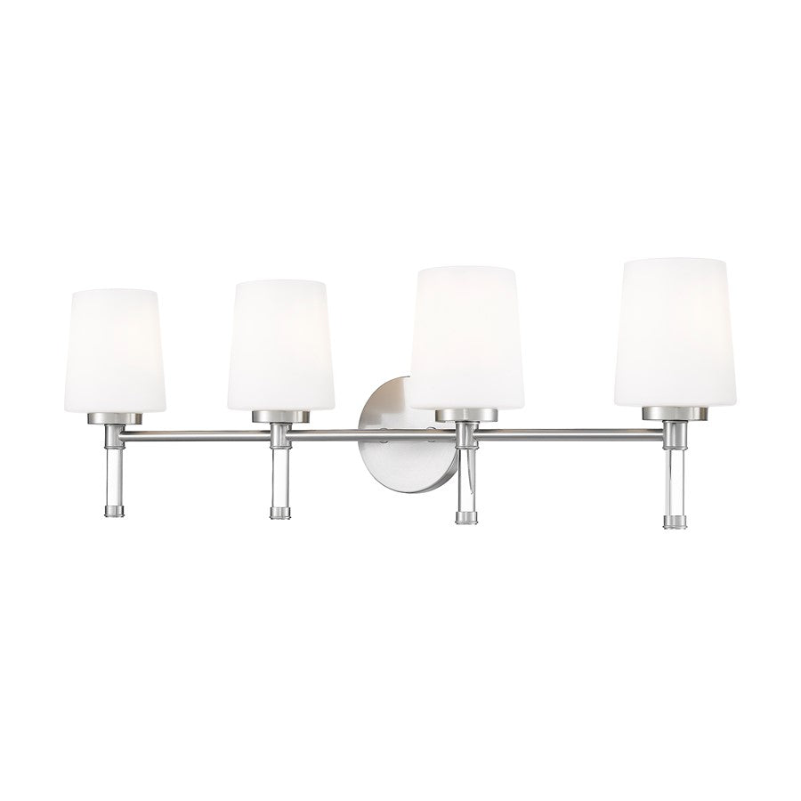 Z-Lite Henri 4 Light Vanity, Brushed Nickel/White Opal - 7700-4V-BN
