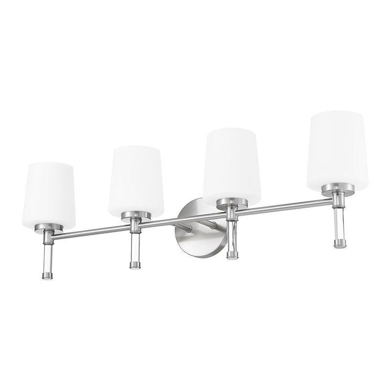 Z-Lite Henri 4 Light Vanity, Brushed Nickel/White Opal