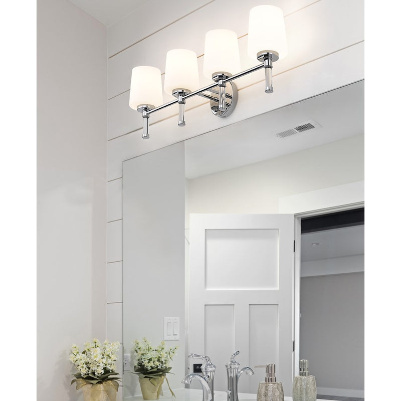 Z-Lite Henri 4 Light Vanity, Chrome /White Opal