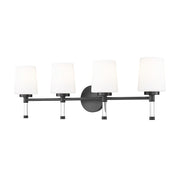 Z-Lite Henri 4 Light Vanity, Matte Black/White Opal - 7700-4V-MB