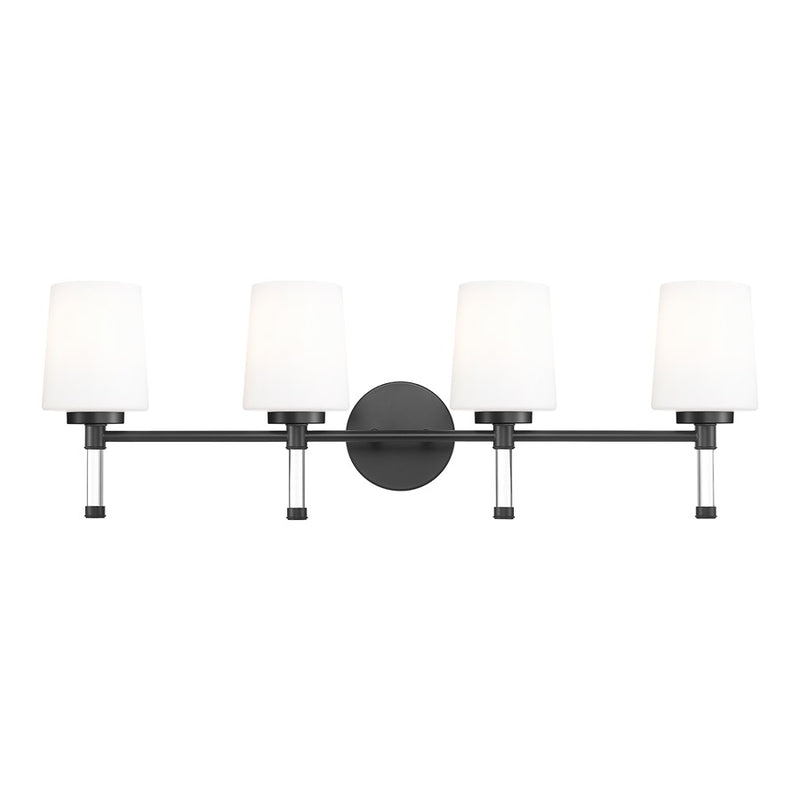 Z-Lite Henri 4 Light Vanity, Matte Black/White Opal